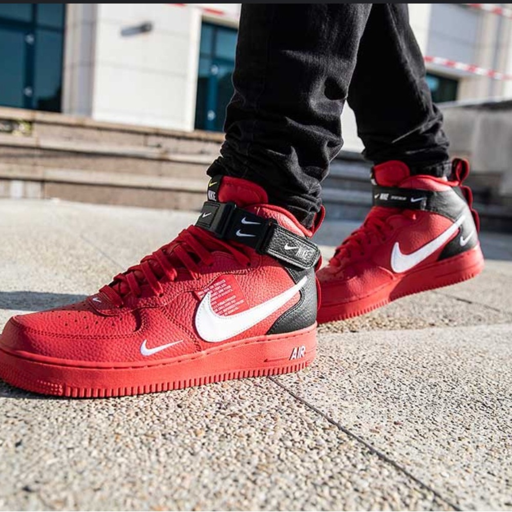 RARE- Nike Air Force 1 Mid LV8 Utility-
University Red (Youth)
